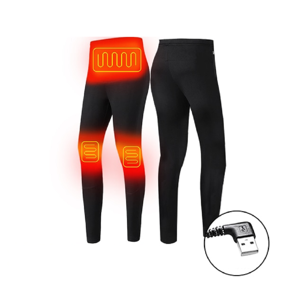Conjunto de roupa interior térmica comprida aquecida para homem, alimentação USB, costuras planas