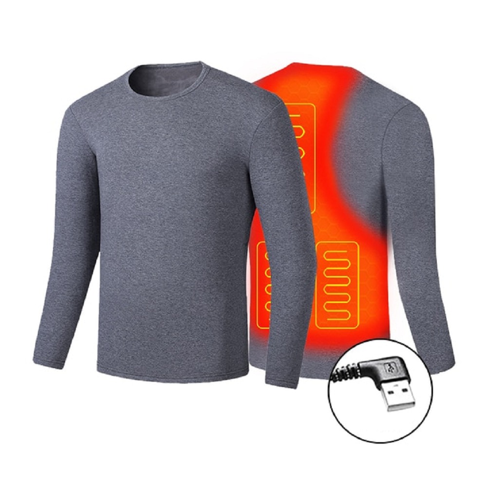 Conjunto de roupa interior térmica comprida aquecida para homem, alimentação USB, costuras planas