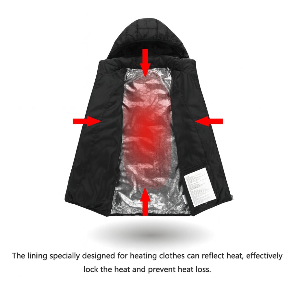 Men's Heated Puffer Winter Jacket, Adjustable Temperature Control And Built-In Hood