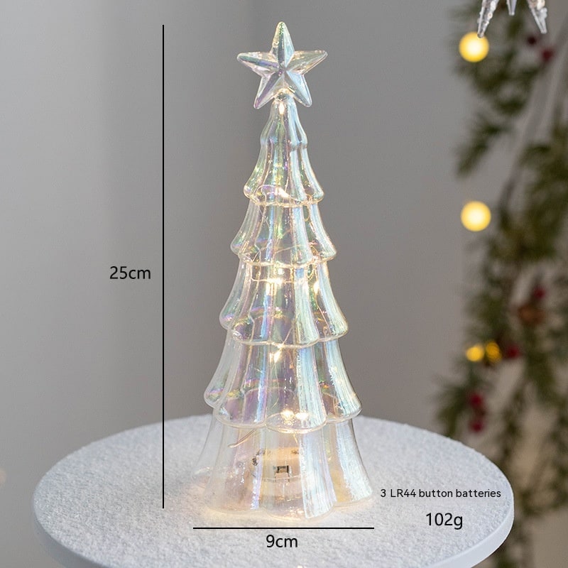 Árbol de Navidad de cristal para sobremesa con iluminación integrada, bombillas LED y estrella en la parte superior
