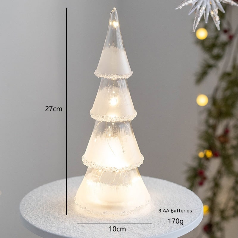 Árbol de Navidad de cristal para sobremesa con iluminación integrada, bombillas LED y estrella en la parte superior