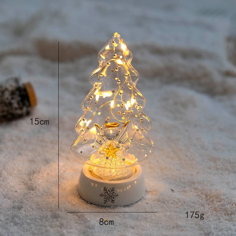 Árbol de Navidad de cristal para sobremesa con iluminación integrada, bombillas LED y estrella en la parte superior