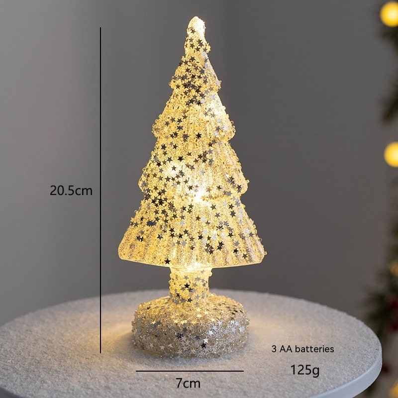 Árbol de Navidad de cristal para sobremesa con iluminación integrada, bombillas LED y estrella en la parte superior