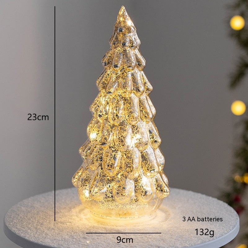 Árbol de Navidad de cristal para sobremesa con iluminación integrada, bombillas LED y estrella en la parte superior