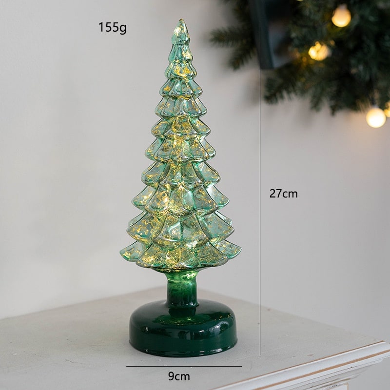 Árbol de Navidad de cristal para sobremesa con iluminación integrada, bombillas LED y estrella en la parte superior