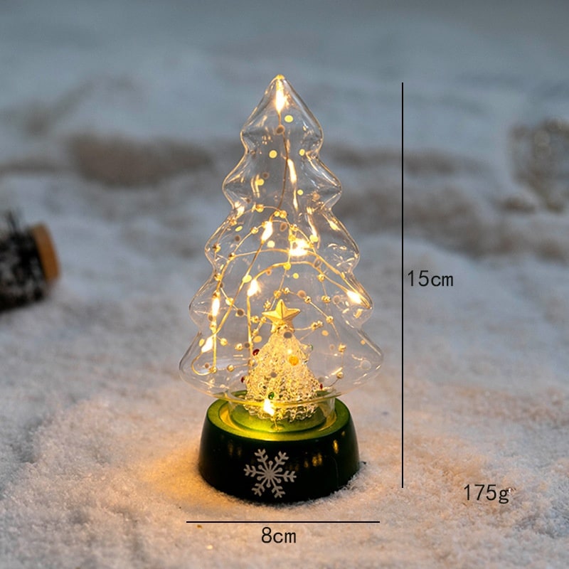 Árbol de Navidad de cristal para sobremesa con iluminación integrada, bombillas LED y estrella en la parte superior