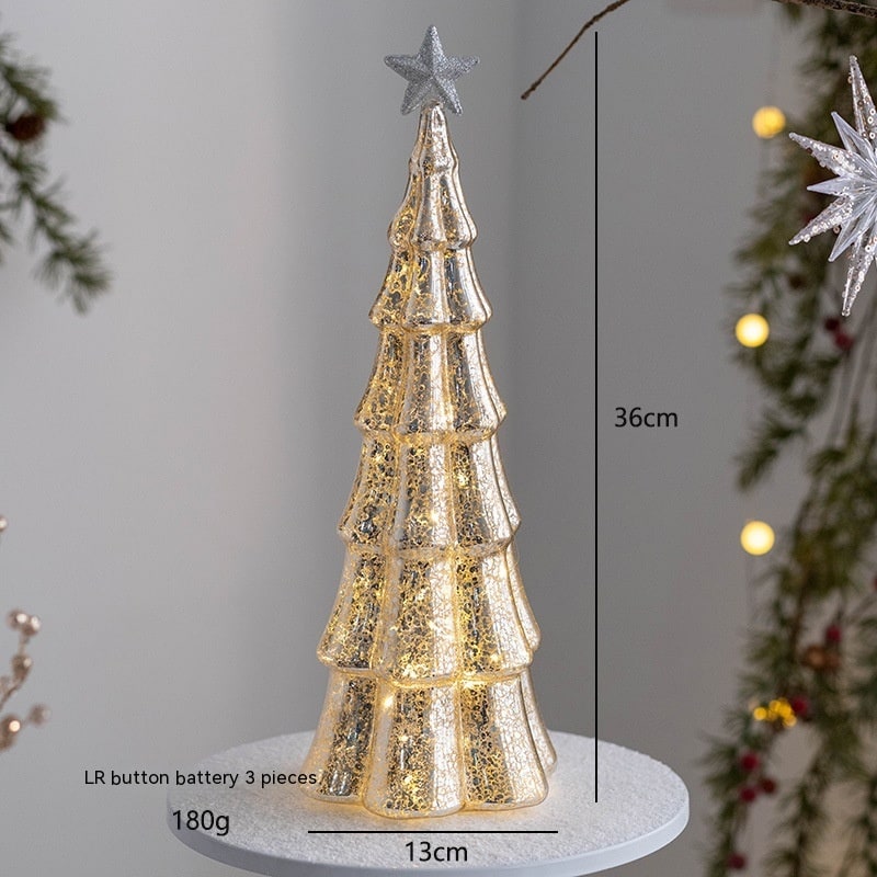 Árbol de Navidad de cristal para sobremesa con iluminación integrada, bombillas LED y estrella en la parte superior