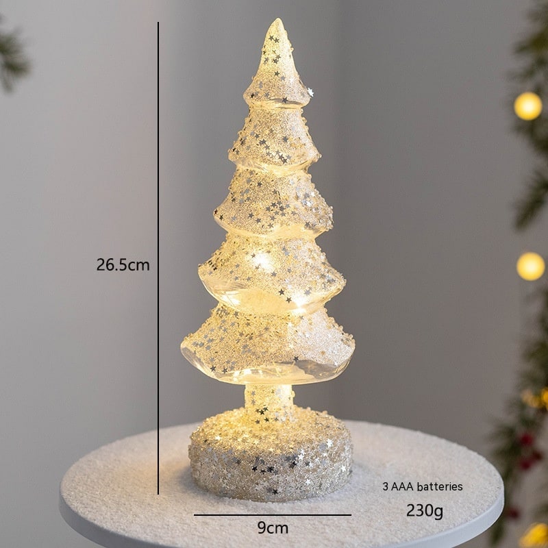 Árbol de Navidad de cristal para sobremesa con iluminación integrada, bombillas LED y estrella en la parte superior