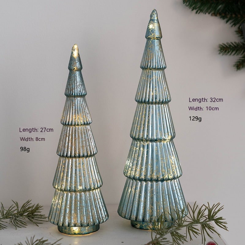 Árbol de Navidad de cristal para sobremesa con iluminación integrada, bombillas LED y estrella en la parte superior