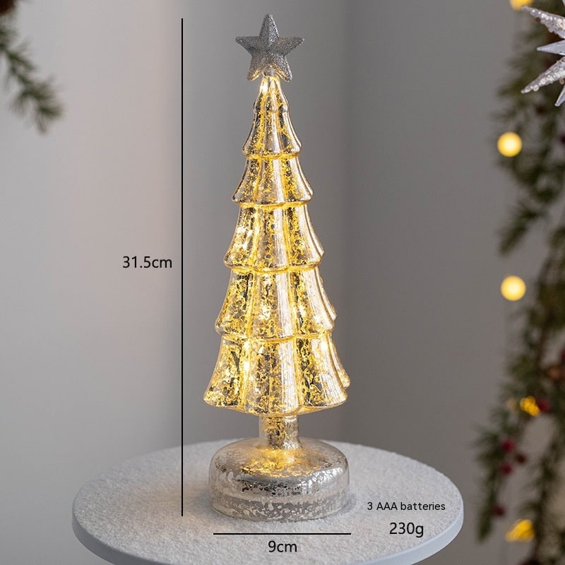 Árbol de Navidad de cristal para sobremesa con iluminación integrada, bombillas LED y estrella en la parte superior