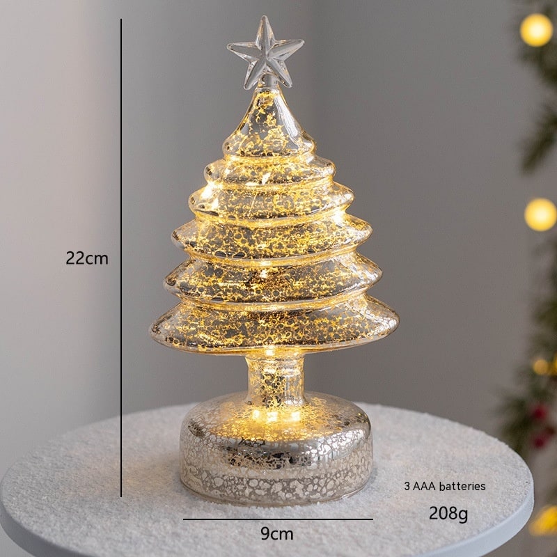 Árbol de Navidad de cristal para sobremesa con iluminación integrada, bombillas LED y estrella en la parte superior