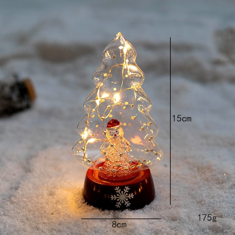 Árbol de Navidad de cristal para sobremesa con iluminación integrada, bombillas LED y estrella en la parte superior
