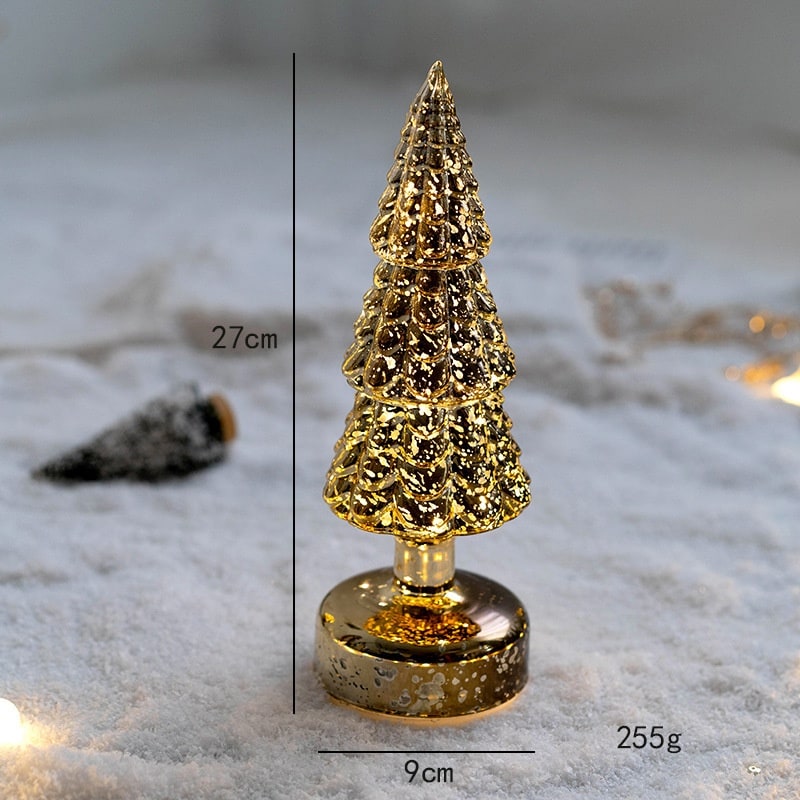 Árbol de Navidad de cristal para sobremesa con iluminación integrada, bombillas LED y estrella en la parte superior