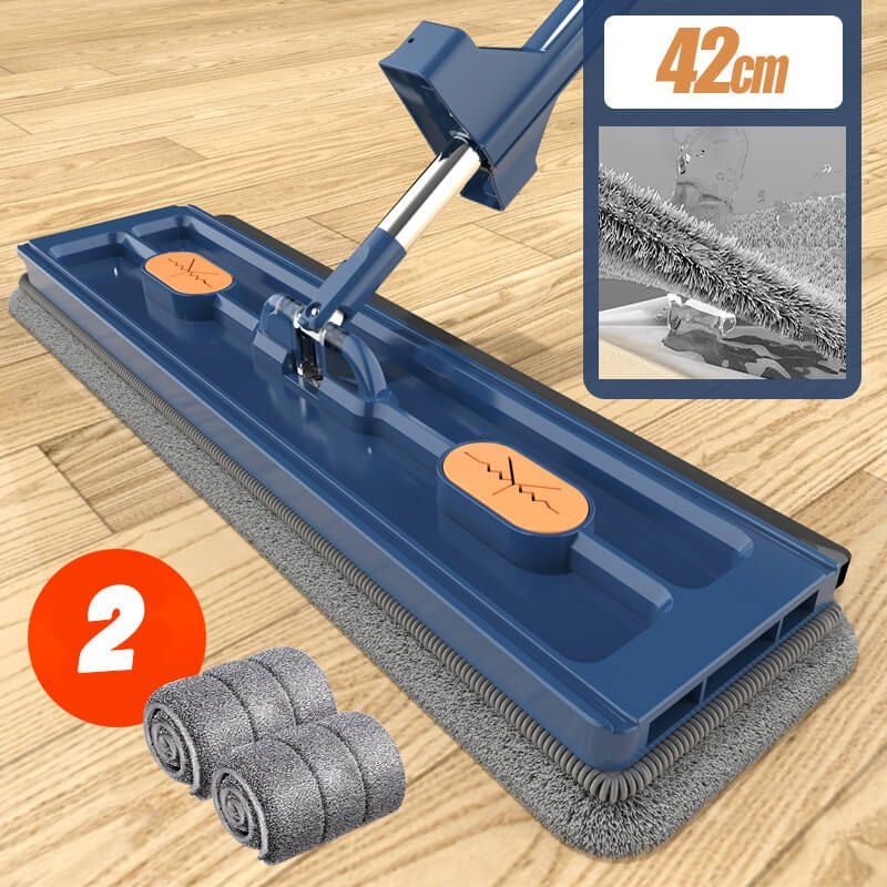Microfiber Flat Mop System, Self Wringing Mechanism, Collapsible Cleaning Bucket