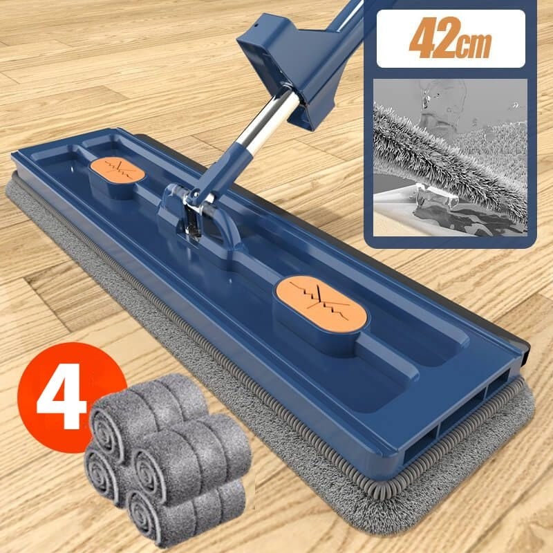 Microfiber Flat Mop System, Self Wringing Mechanism, Collapsible Cleaning Bucket