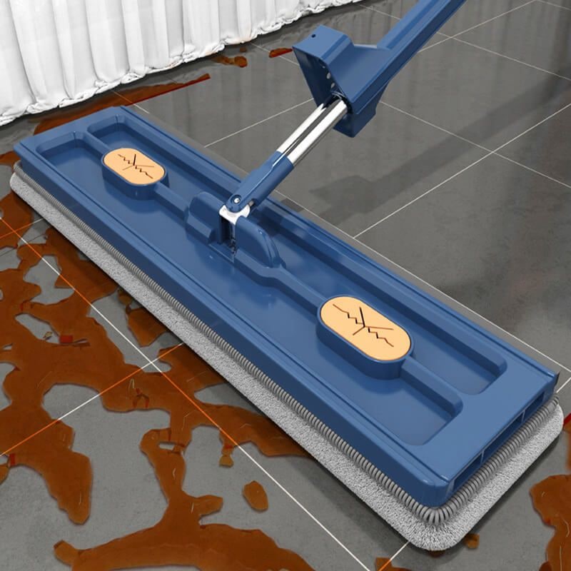 Microfiber Flat Mop System, Self Wringing Mechanism, Collapsible Cleaning Bucket