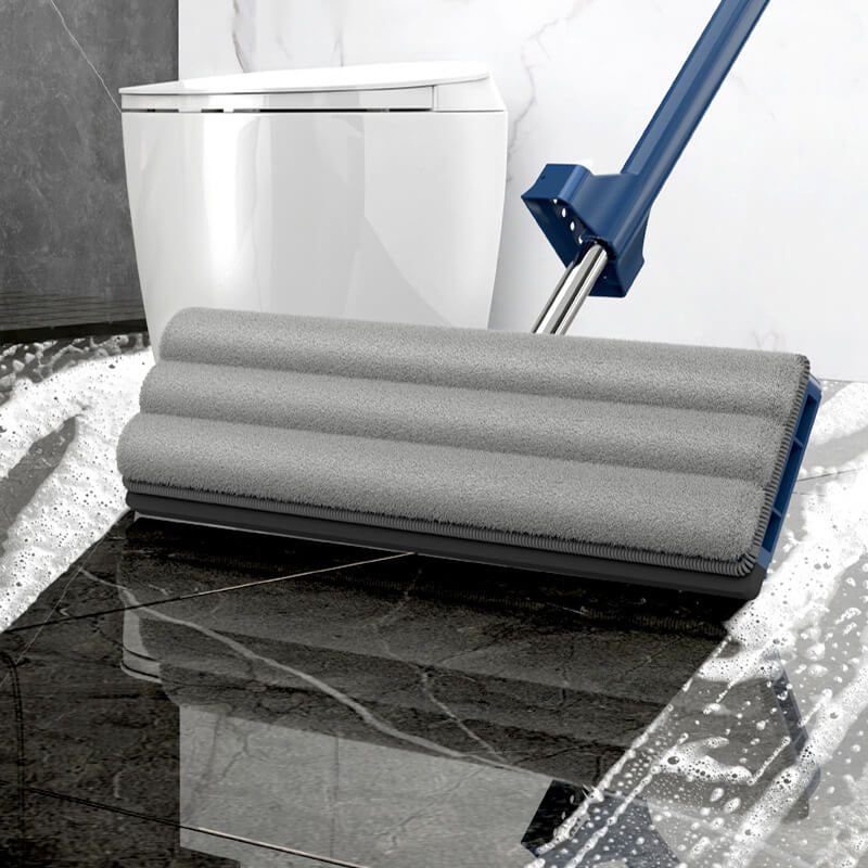 Microfiber Flat Mop System, Self Wringing Mechanism, Collapsible Cleaning Bucket