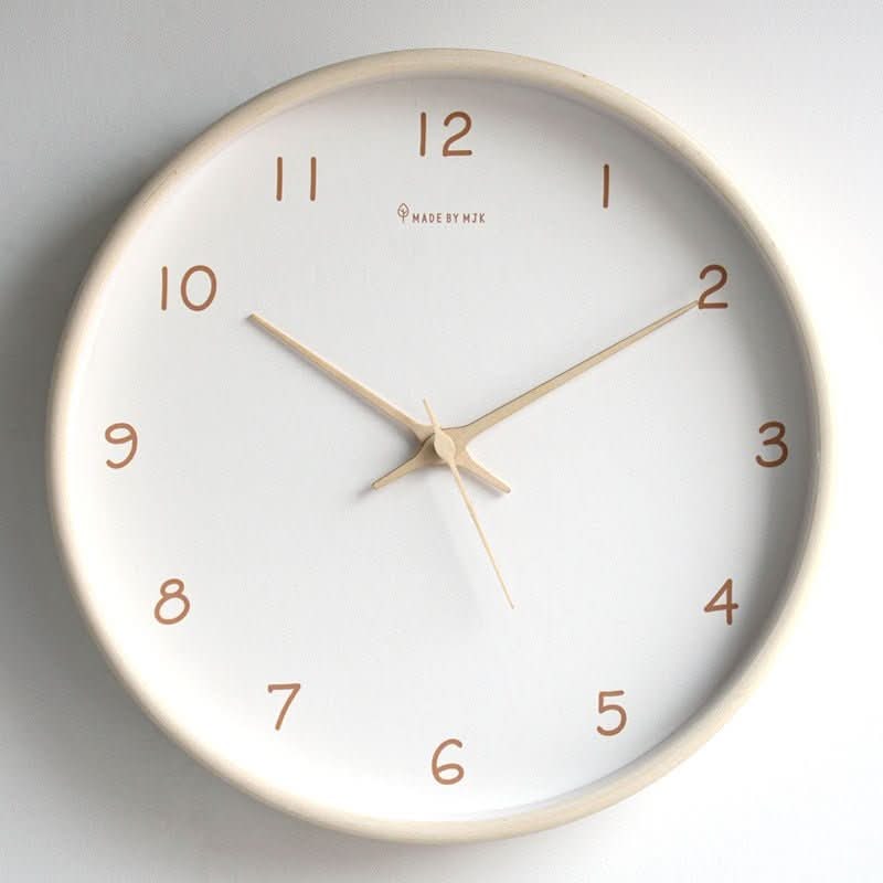 Round Wooden Wall Clock - Minimalist Analog, Silent, 10 Inch Diameter