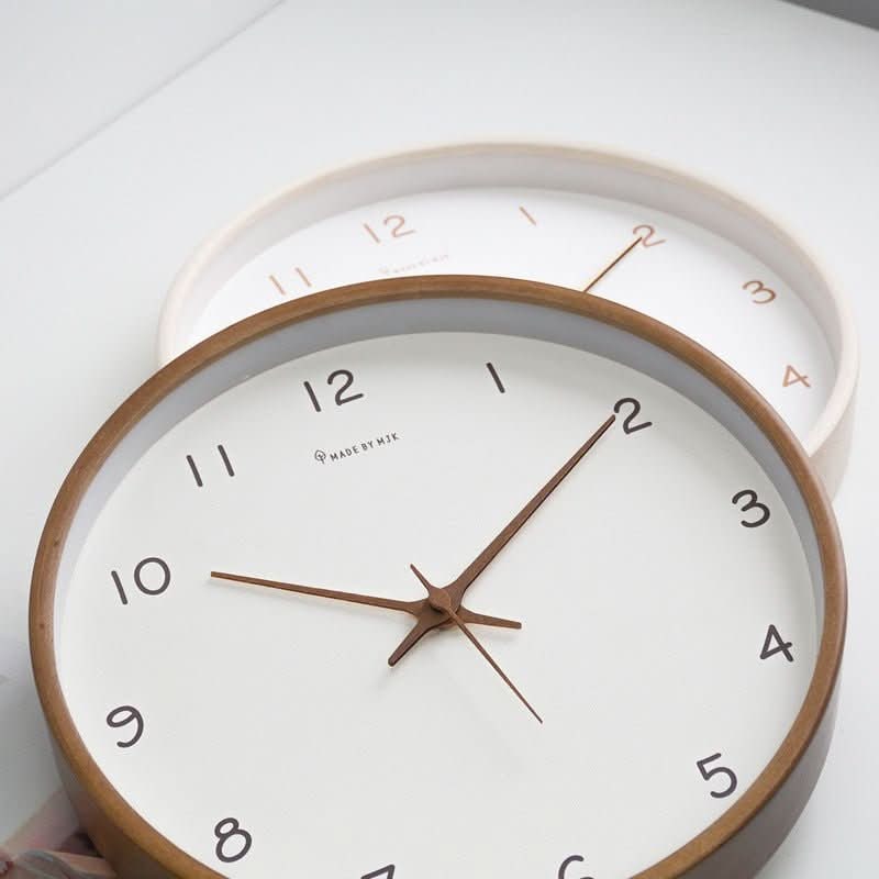 Round Wooden Wall Clock - Minimalist Analog, Silent, 10 Inch Diameter