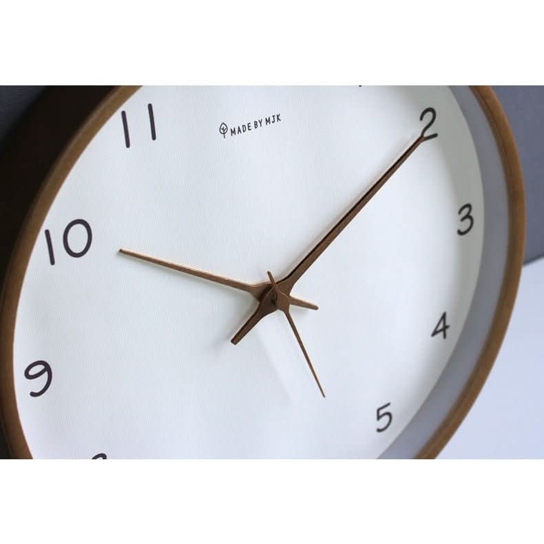 Round Wooden Wall Clock - Minimalist Analog, Silent, 10 Inch Diameter