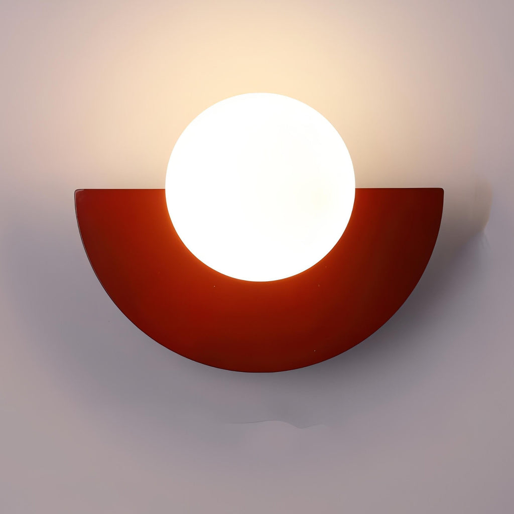 Aplique de pared moderno, luz decorativa con esfera esmerilada, placa posterior semicircular e instalación cableada