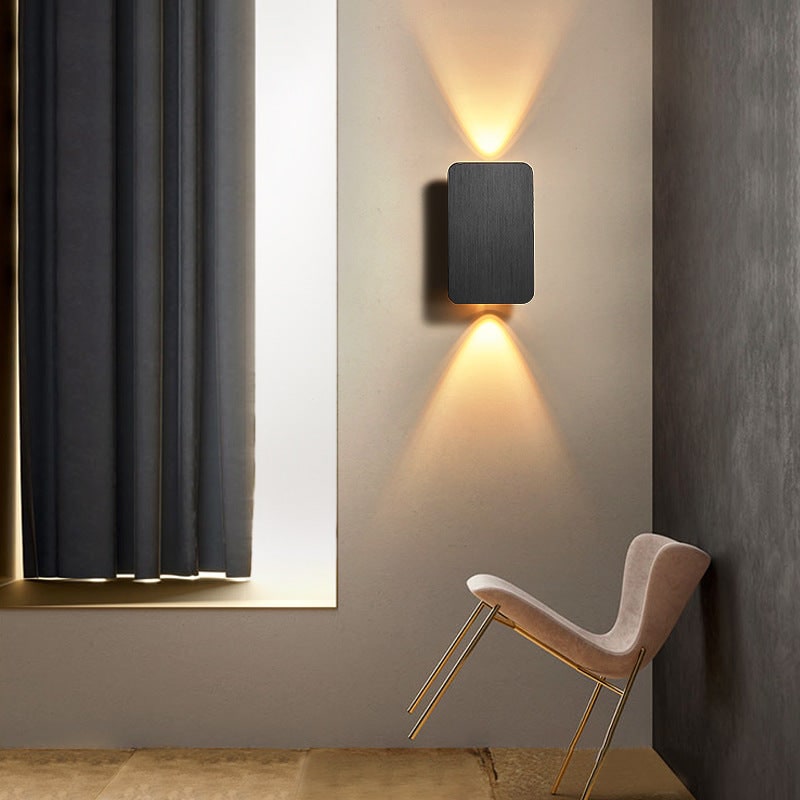 Modern Rectangular Metal Wall Sconce Flush Mount LED Lighting Bidirectional Design