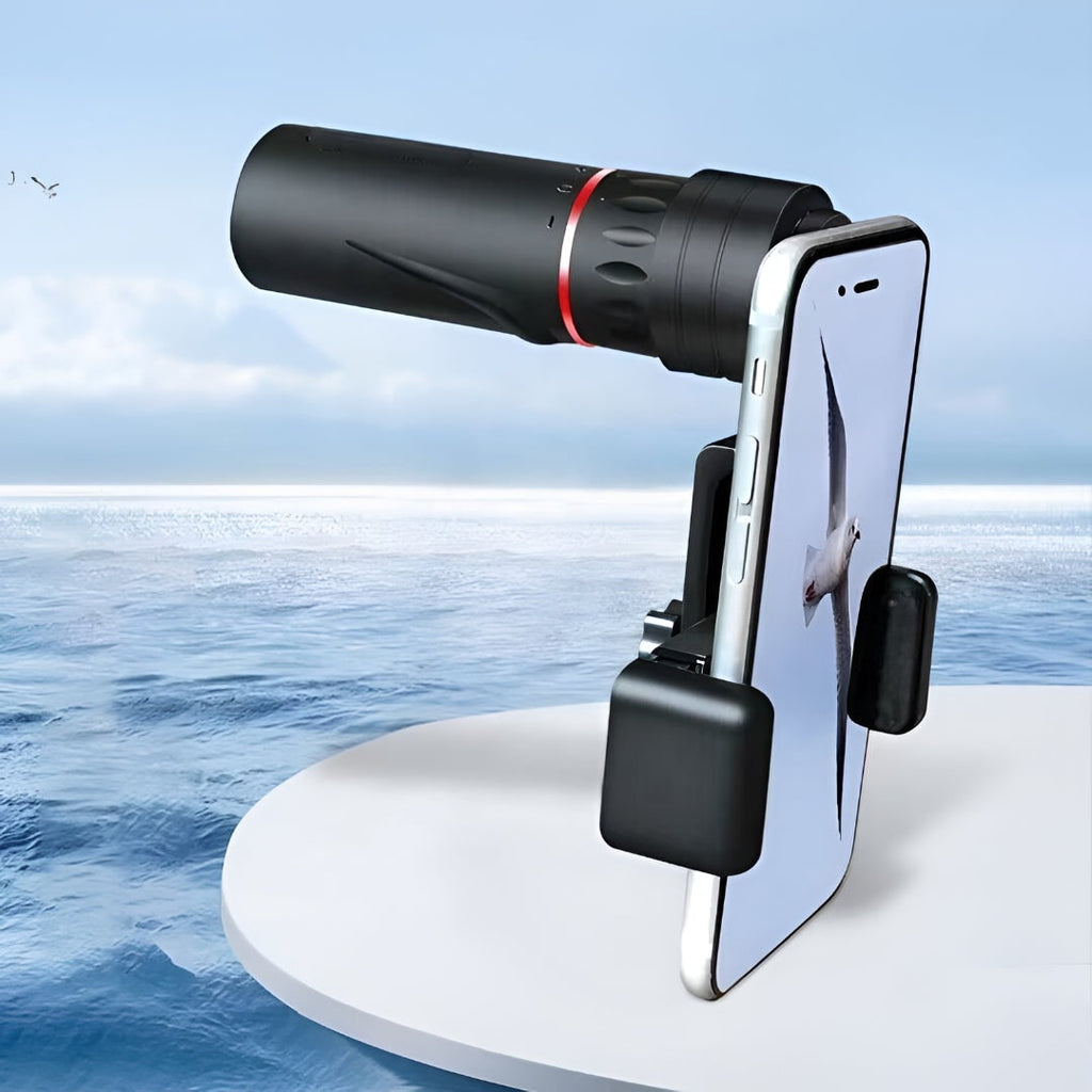 Compact Pocket Monocular Telescope Smartphone Adapter Textured Focus Ring Matte Black