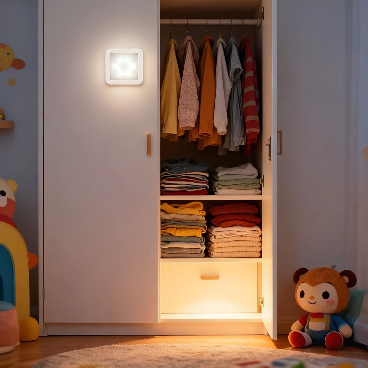 Nachtlicht mit Bewegungssensor — 6 LED-Leuchtmittel, batteriebetrieben, zur Wandmontage zum Aufkleben
