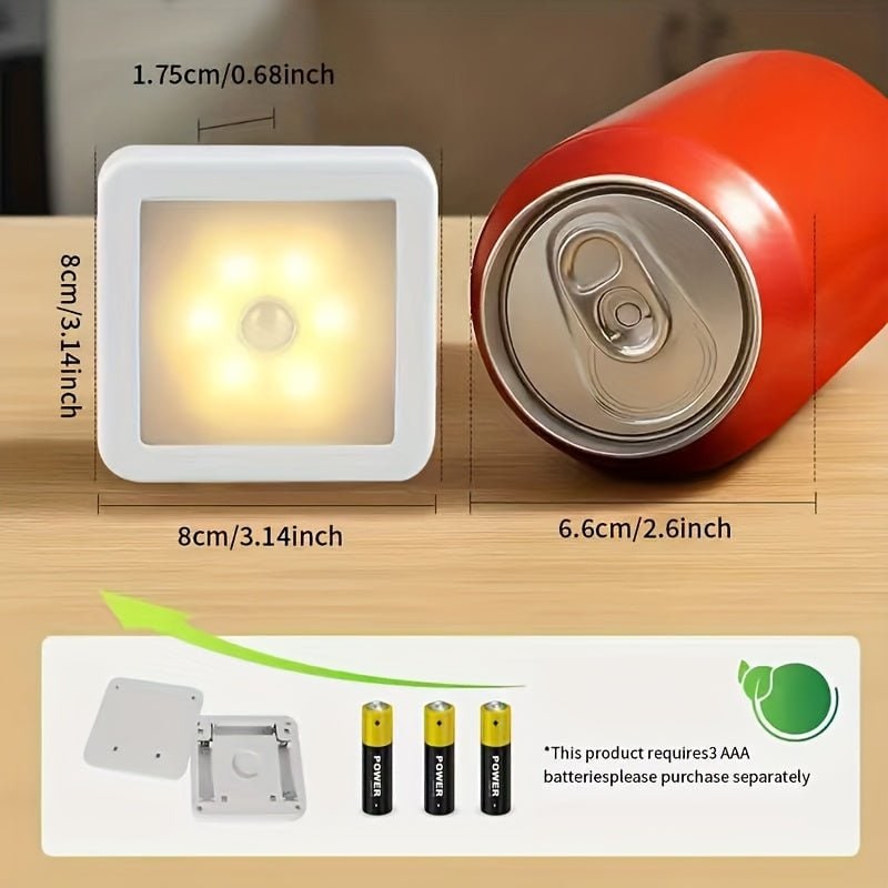 モーションセンサー付きナイトライト — 6個のLED電球、電池式、貼り付け式壁面取り付け