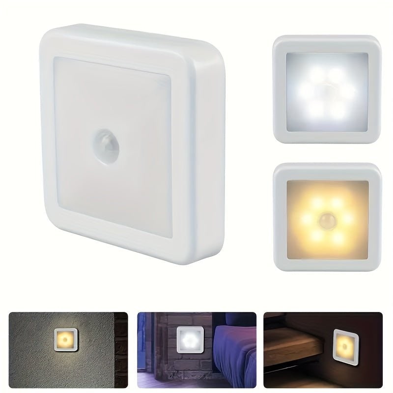 モーションセンサー付きナイトライト — 6個のLED電球、電池式、貼り付け式壁面取り付け