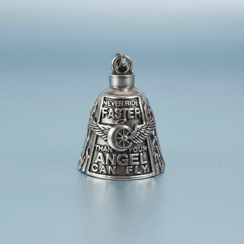 Ciondolo campanella Guardian per moto per Halloween - portachiavi con angelo, anello apribile