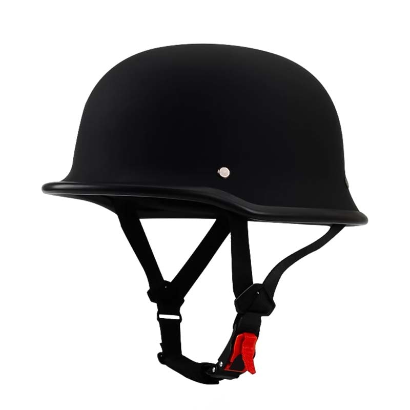 German Style Half Helmet — Quick Release Buckle, Open Face & Adjustable Chin Strap