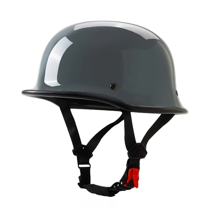 German Style Half Helmet — Quick Release Buckle, Open Face & Adjustable Chin Strap