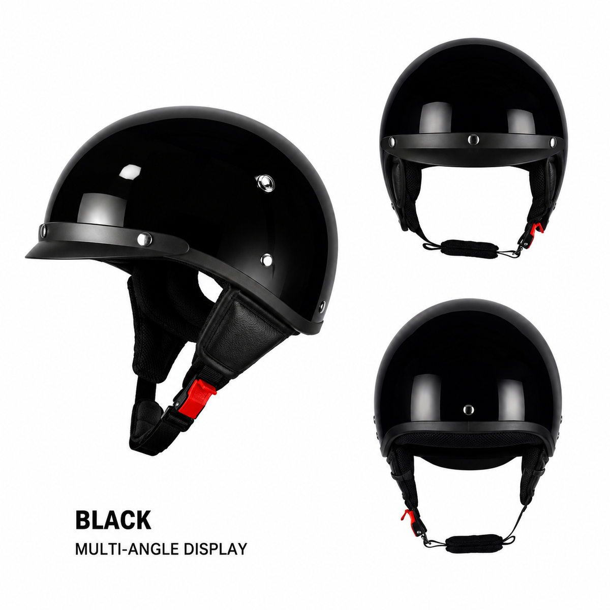 Casco mezzo guscio da moto in stile retrò vintage con visiera rimovibile a sgancio rapido