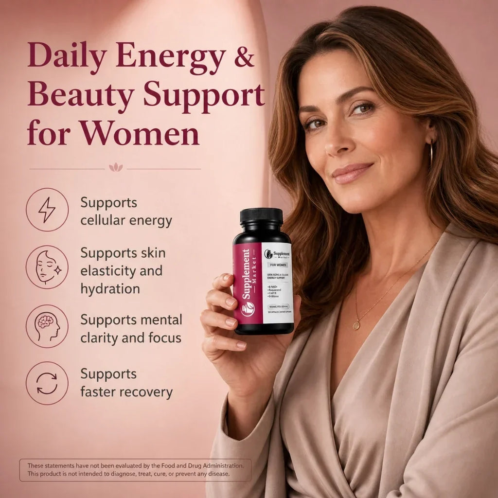 NAD+-supplement voor vrouwen voor cellulaire energie en een stralende huid