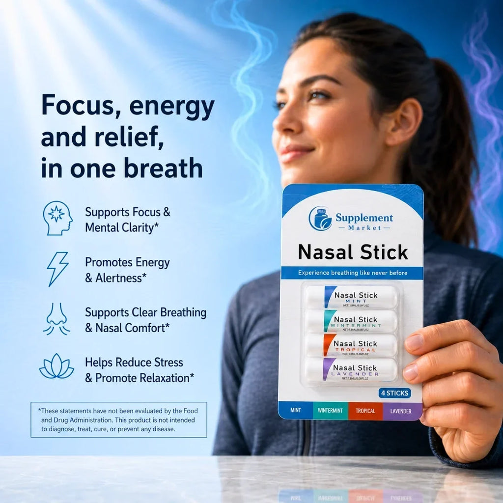 Lot de 4 bâtonnets nasaux aux huiles essentielles - concentration et respiration dégagée