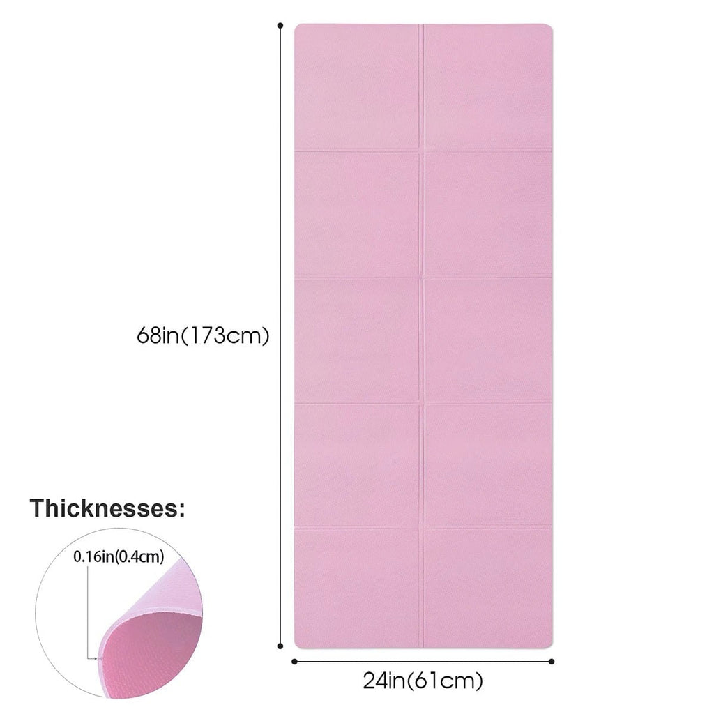 4mm Foldable Yoga Mat, Lightweight Eva Foam - Non-Slip, Pilates Grid Lines, Portable