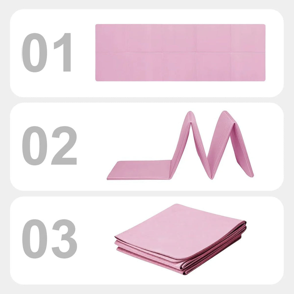 4mm Foldable Yoga Mat, Lightweight Eva Foam - Non-Slip, Pilates Grid Lines, Portable