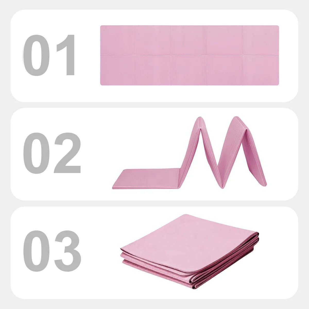 4mm Foldable Yoga Mat, Lightweight Eva Foam - Non-Slip, Pilates Grid Lines, Portable