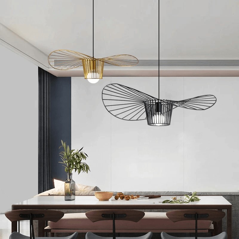 Lampa wisząca Solara w kształcie słomkowego kapelusza — minimalistyczna dekoracja