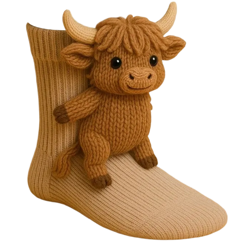 Animal Character Socks Plush 3D Crew Length Ribbed Knit Novelty