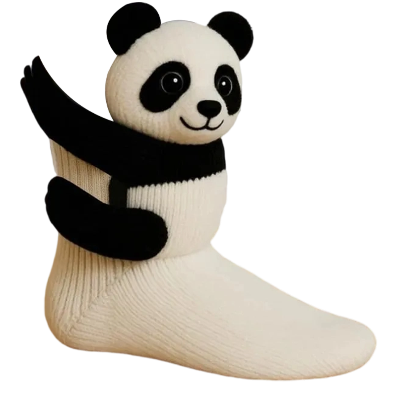 Animal Character Socks Plush 3D Crew Length Ribbed Knit Novelty