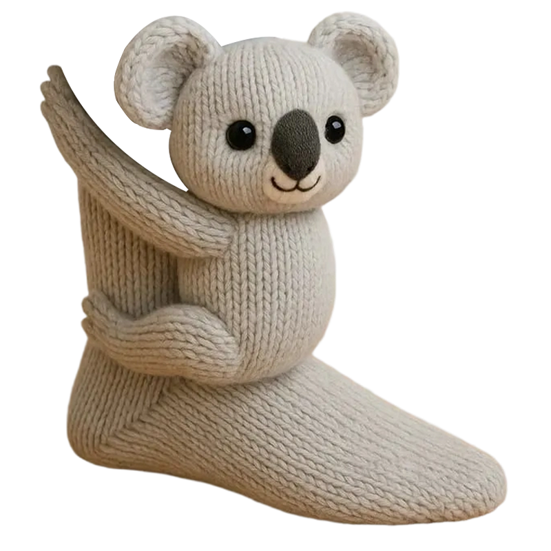 Animal Character Socks Plush 3D Crew Length Ribbed Knit Novelty