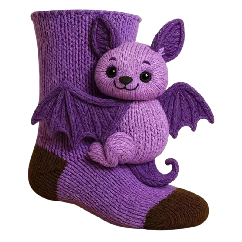 Animal Character Socks Plush 3D Crew Length Ribbed Knit Novelty