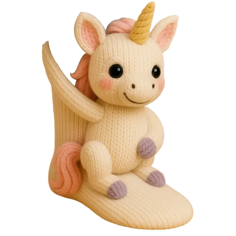 Animal Character Socks Plush 3D Crew Length Ribbed Knit Novelty