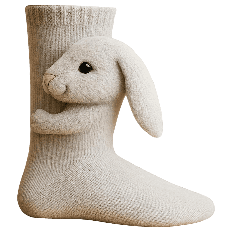 Animal Character Socks Plush 3D Crew Length Ribbed Knit Novelty