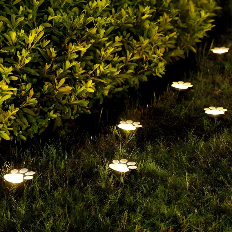 Solar Paw Print Path Light - Warm Night Glow And Rechargeable Via Sunlight