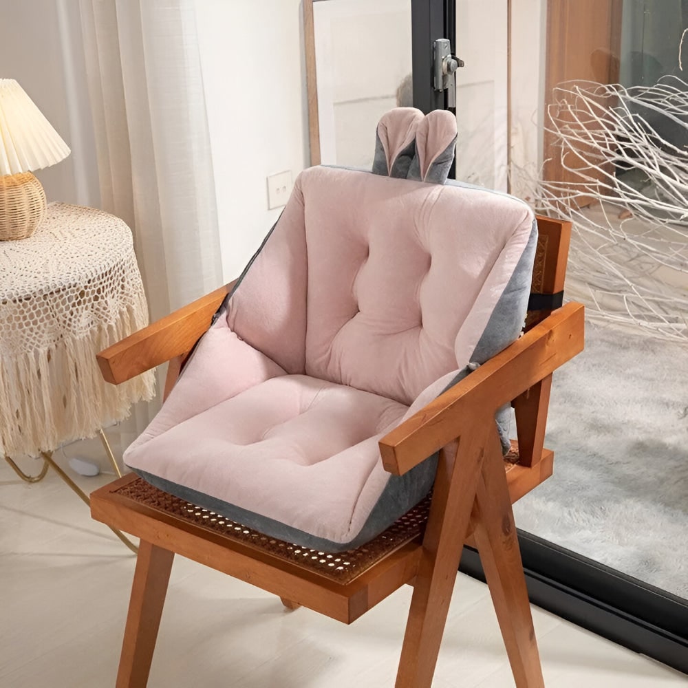 Tufted Plush Velvet Office Chair Cushion, Integrated Backrest, Thick Padding