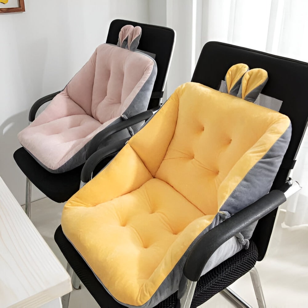 Tufted Plush Velvet Office Chair Cushion, Integrated Backrest, Thick Padding