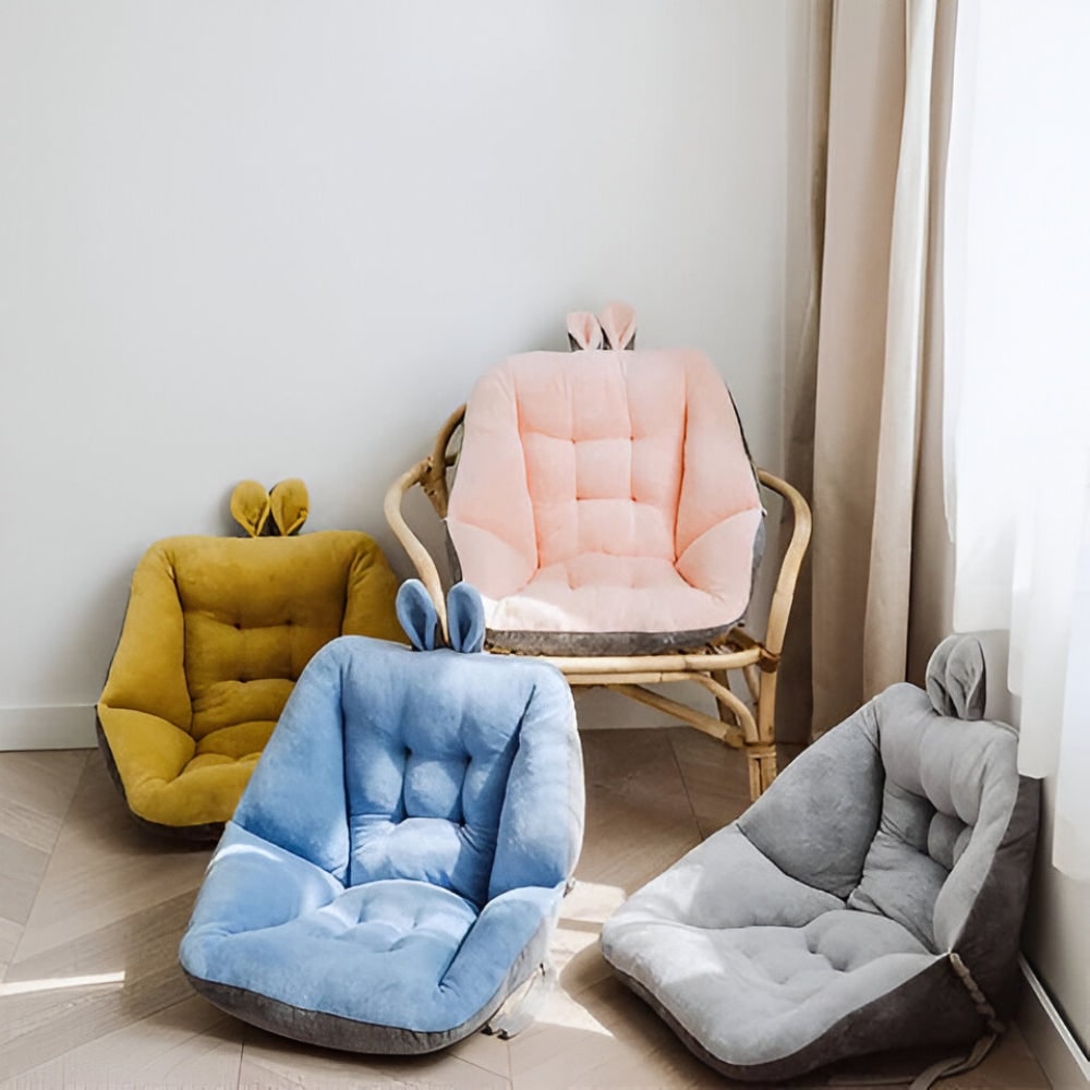 Tufted Plush Velvet Office Chair Cushion, Integrated Backrest, Thick Padding